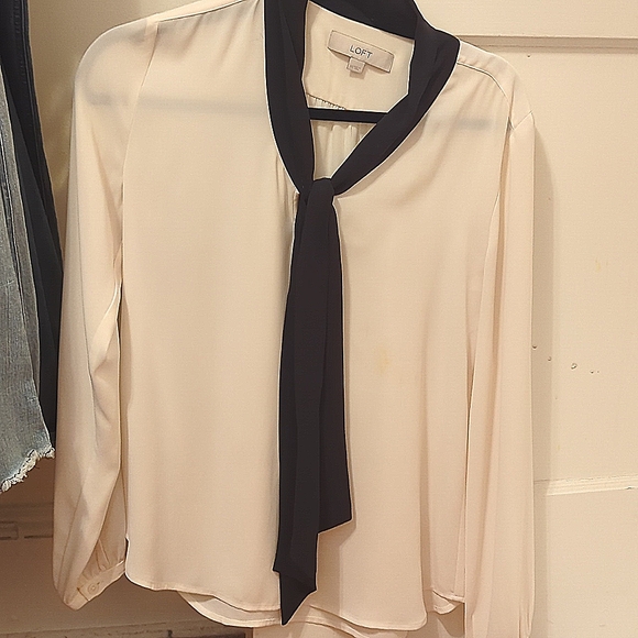 LOFT Sheer Tie Neck Blouse XS - Picture 1 of 1